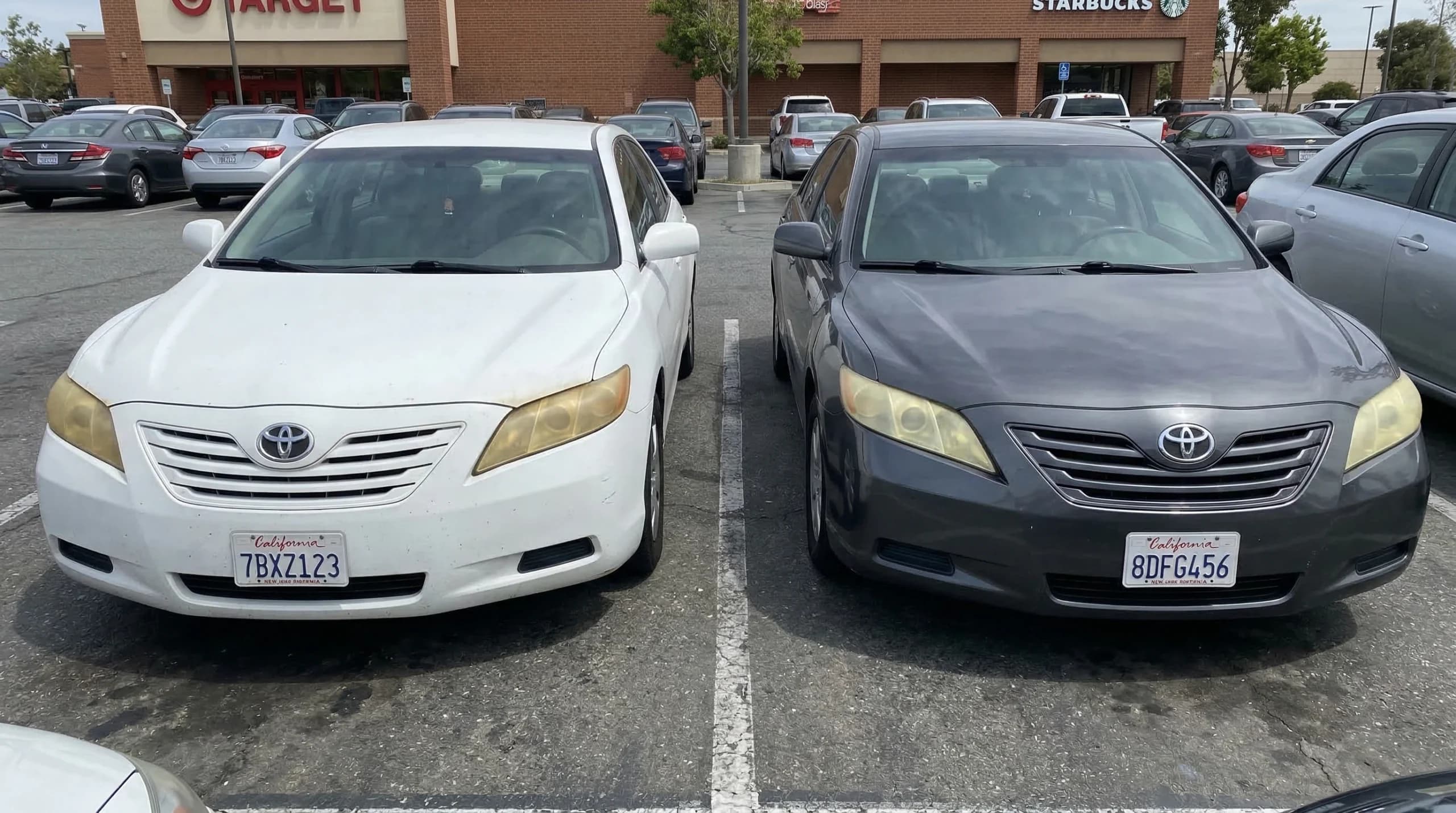 Two cars parked in front of Target
