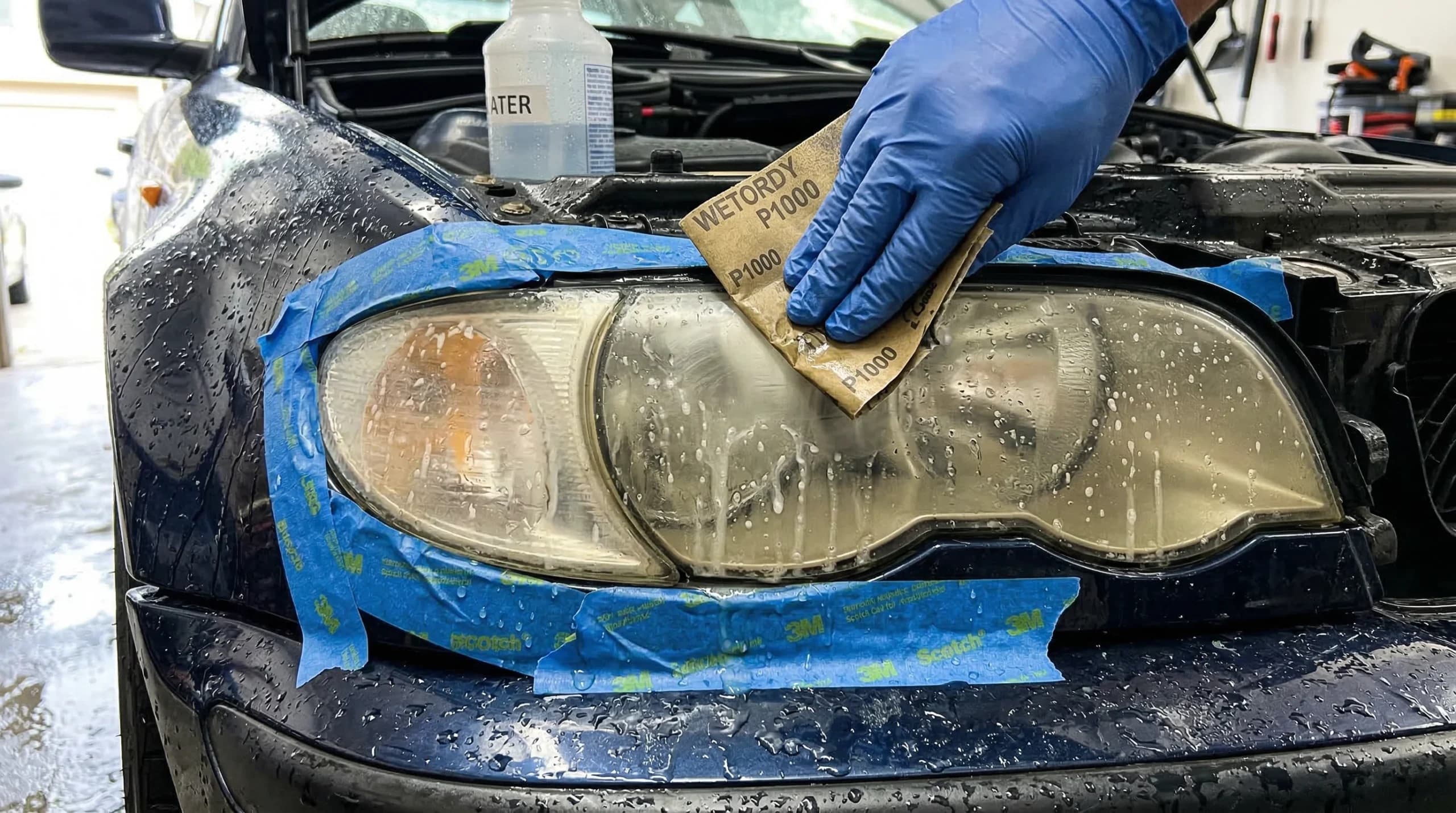 Restoration of a damaged car headlight