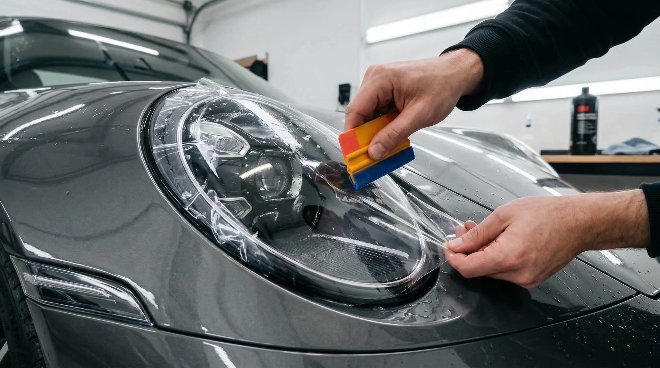 Application of protective film on a vehicle