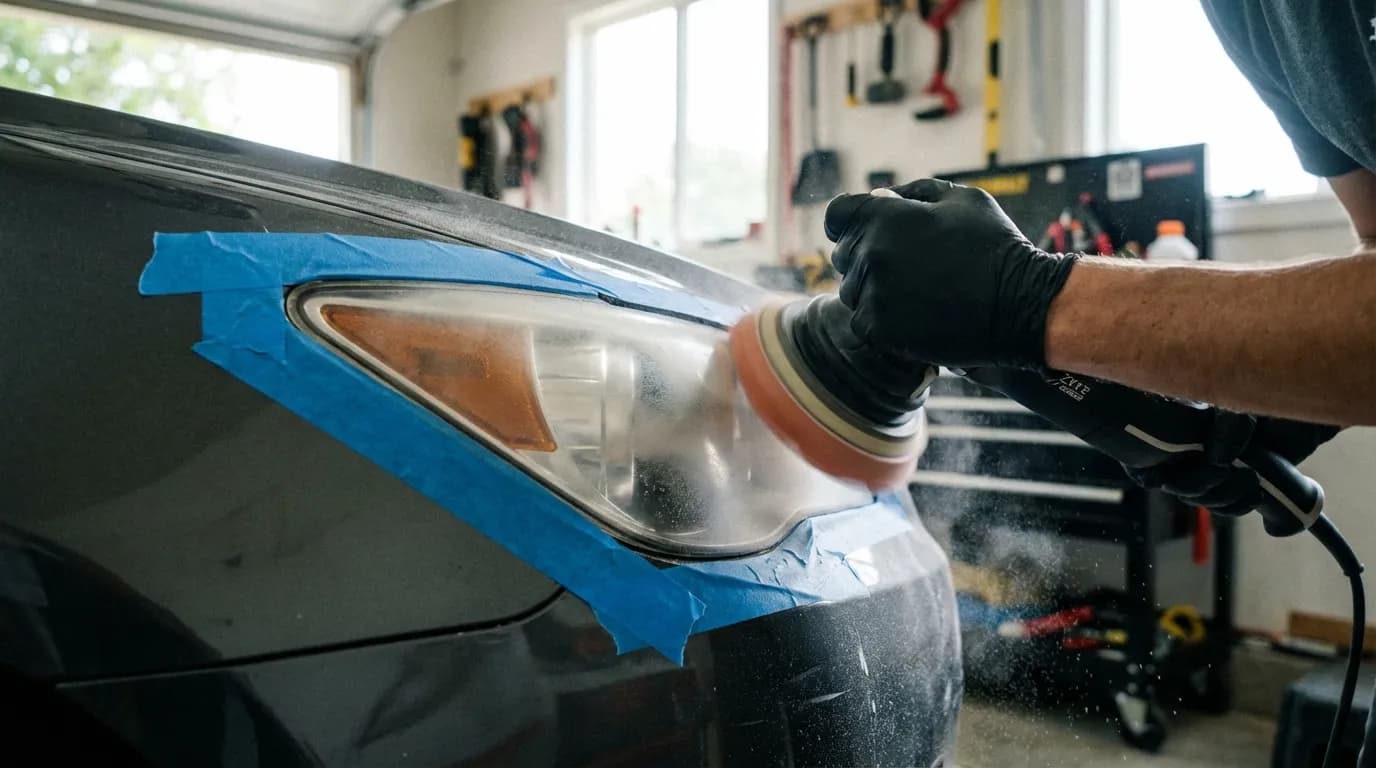 Automotive headlight polishing